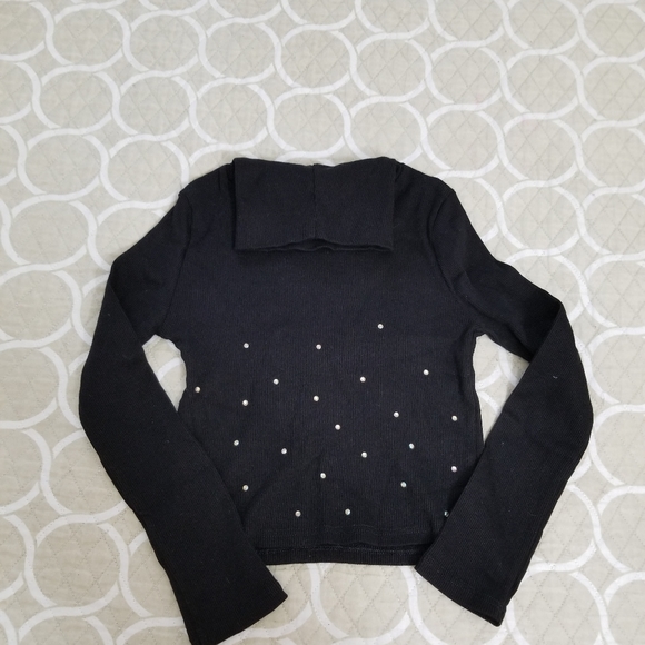 🔴 Nwot River Island turtleneck crop top with rhinestones on front size 7 (E4) - Picture 8 of 10